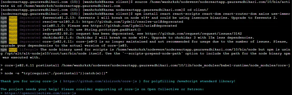installing react react scripts