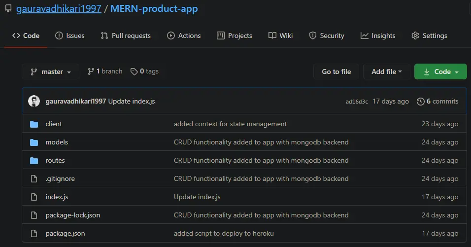react app github repo
