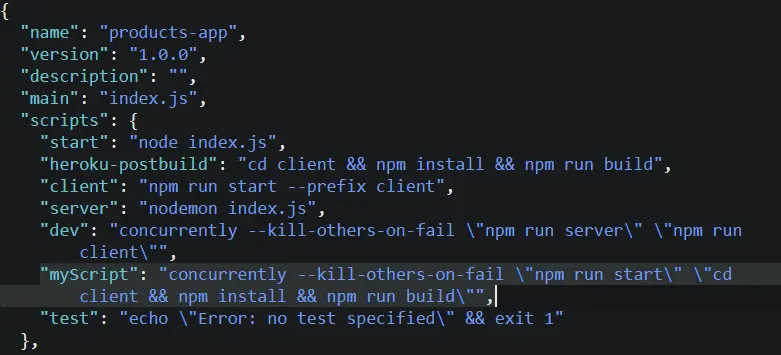 react app package.json file