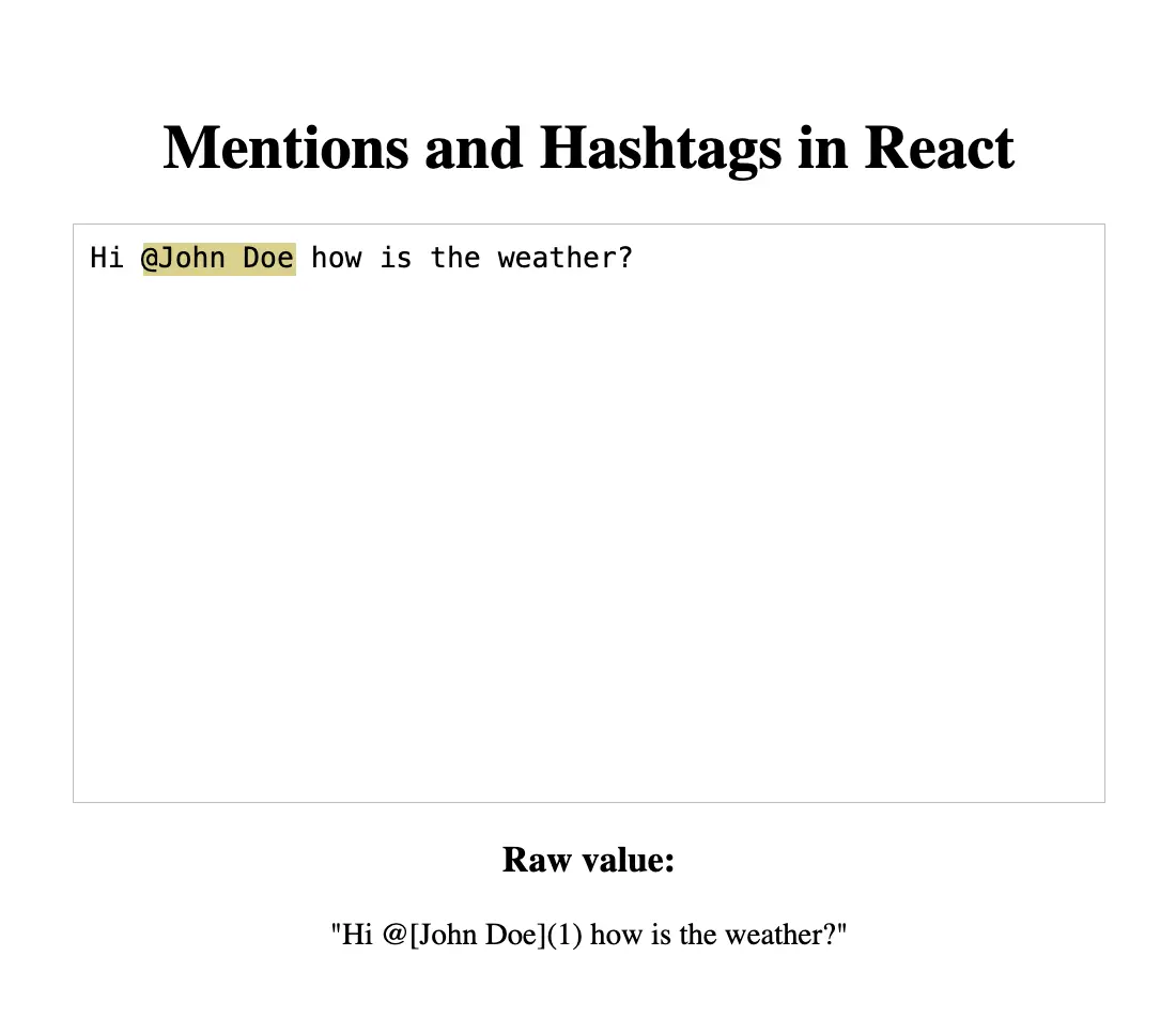 React mentions hardcoded demo